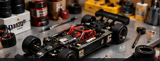 Slot car in preparazione sul banco di lavoro